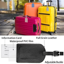 Luggage Tags, 5pcs PU Leather Suitcase Tags Waterproof Luggage Labels, Handbag Tag Labels Travel Accessories for Preventing Loss of Bags