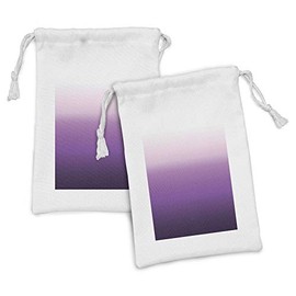 Ambesonne Ombre Fabric Pouch Set of 2, Arrangement with Gradual Color Change Abstract Tone Composition Modern, Small Drawstring Bag for Toiletries Masks and Favors, 9" x 6", Purple Lavender