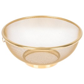 Yardwe Stainless Steel Fine Mesh Strainer Colander for Kitchen - 7.87 Inch Golden Food Strainer for Cooking, Washing Vegetables, Cleaning Fruits, and Draining Pasta