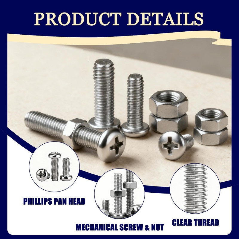 Dianrui 1120PCS 304 Stainless Steel Metric Micro Screws Nuts Assortment,