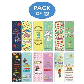 Creanoso Confidence Positive Motivational Bookmarks (12-Pack) - Stocking Stuffers Premium Quality Gift Ideas for Children, Teens, & Adults - Corporate Giveaways & Party Favors