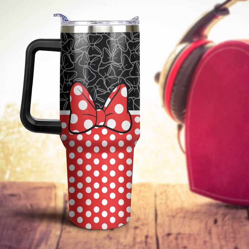 Sunmdecor 40 Oz Tumbler with Handle and Silicone Straws, Coffee