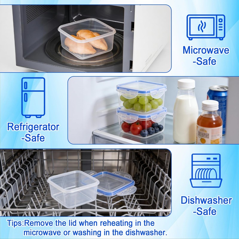 Kssvzz 6 Pack 400ml Square Food Containers with Lids Airtihgt,