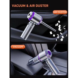 IYOFINE Vacuum/Air Duster 80,000RPM Super Power Mini Car Vacuum Cleaner 4-in-1 air Blower Gun Air Duster & Air Blower & Pump Hand Electric air Duster Handheld dust Blower Blower Cordless (Purple)