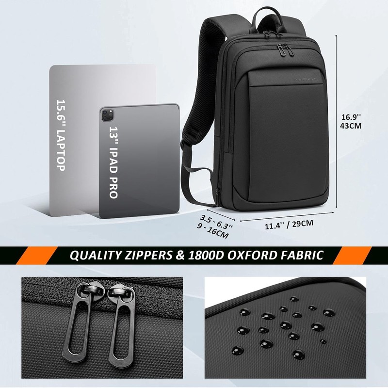 FENRUIEN Office Backpack for Men, Black