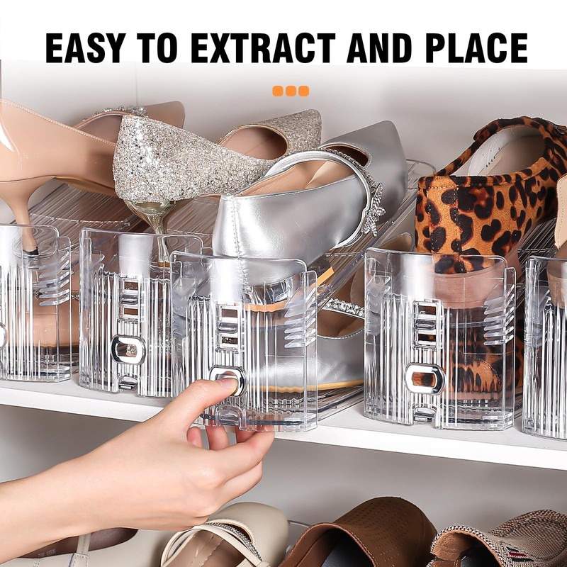 TOPNEW Shoe Slots Organizer for Closet 10 Pack Adjustable Level