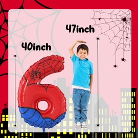 40 Inch Giant Spider Theme Number Foil Balloons Large Number 6 Balloons Kids Party Balloons Birthday Party Decorations Supplies Number 1-6 Available for Kids' Birthday Anniversary Party