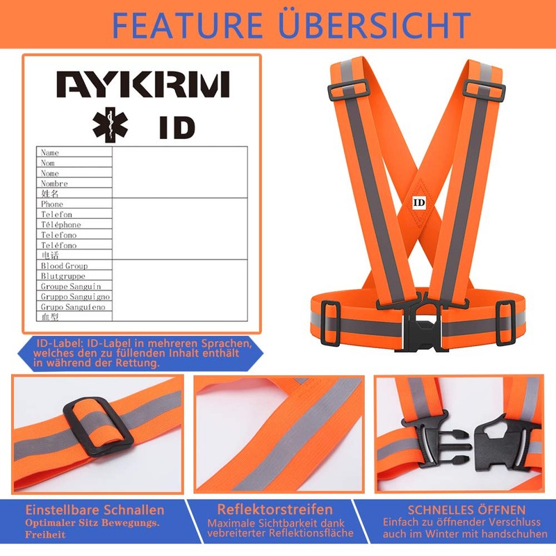 AYKRM Multiple colors optional High Visibility hi vis Reflective running
