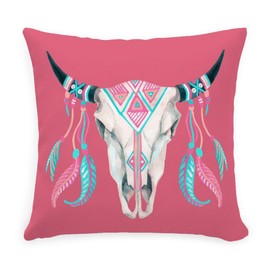 CafePress Buffalo Skull Everyday Pillow Square Pillow, Decorative Accent Pillow Woven