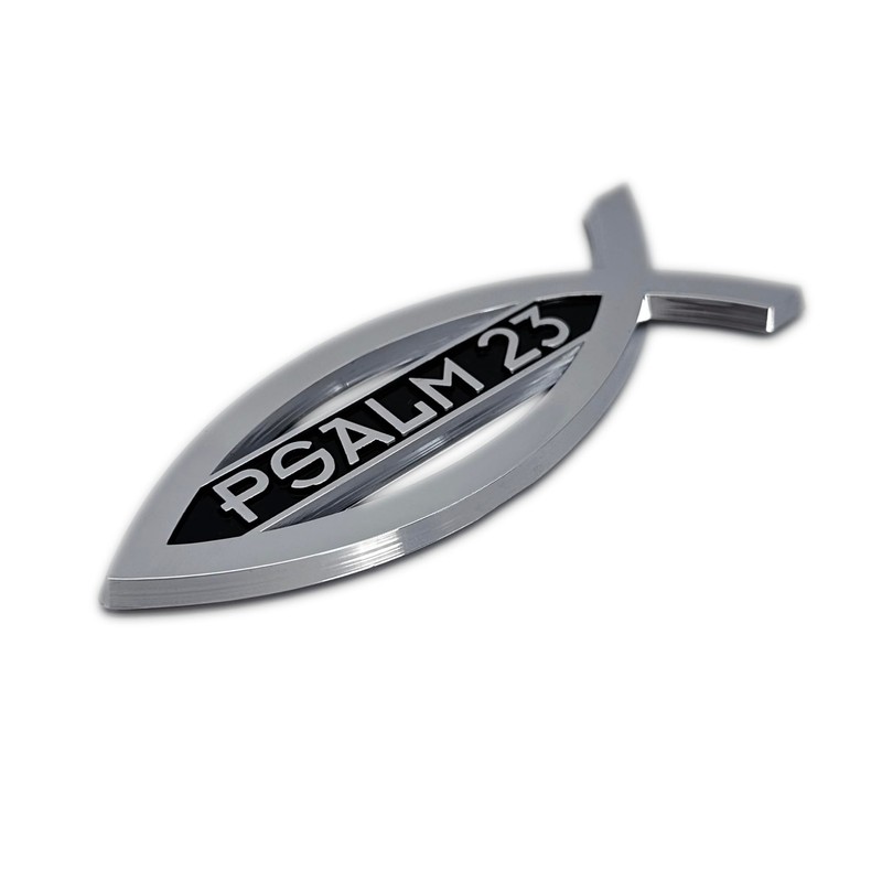 Elektroplate Christian Fish Psalm 23 OEM Chrome Emblem for Cars,