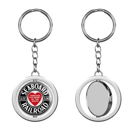 PRS Vinyl Round Seaboard Railroad (Airline Heart South Rail Train rr) Keychain Spinning Round Chrome Metal Key Chain
