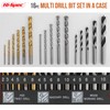 Hi-Spec 16pc Compact Multi Steel Drill Bit Box Case Set.