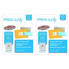 Laser Address Labels, 1 x 2 5/8, White, 3000/Box, Sold as 2 Box, 3000 Each per Box