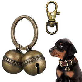 MIA GENOVIA Cat Dog Collar Copper Bells Brass with Key Ring Clip Vintage Bronze Jingle Bells for Pet Tracking