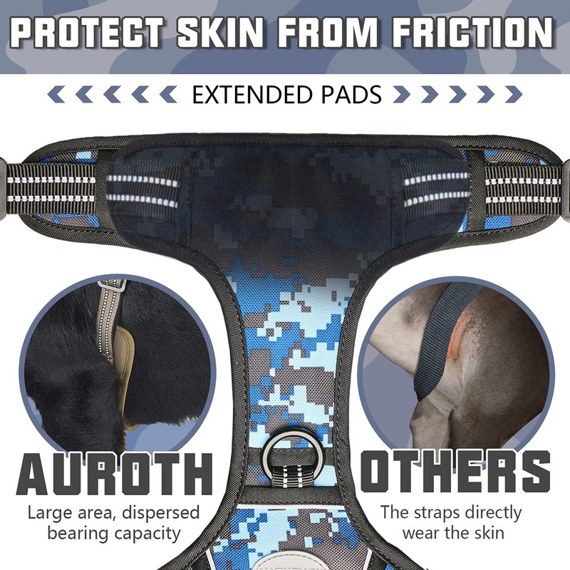 Auroth Tactical Anti Pull Dog Harness, Adjustable, Breathable, Reflective, Military