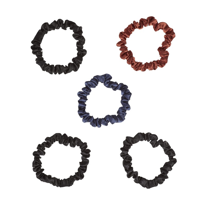 Planet Goody Ouchless Satin Skinny Scrunchies 5ct Black, Navy, and