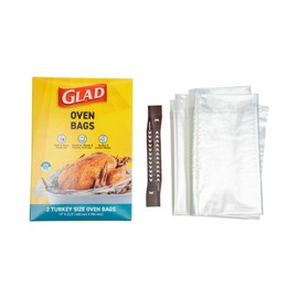 Glad Turkey Size Oven Bags for Meats & Poultry 8-24 lbs – BPA-Free* for Tender, Juicy Roasts with Fast & Easy Clean-Up, Turkey Cooking Bags, Roasting Bags, 19" x 23.5" - 2 Count
