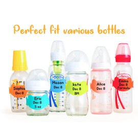 Aelop Silicone Baby Bottle Labels for Daycare, Reusable Bottle Band for Baby Food and Breastmilk, Pack of 6