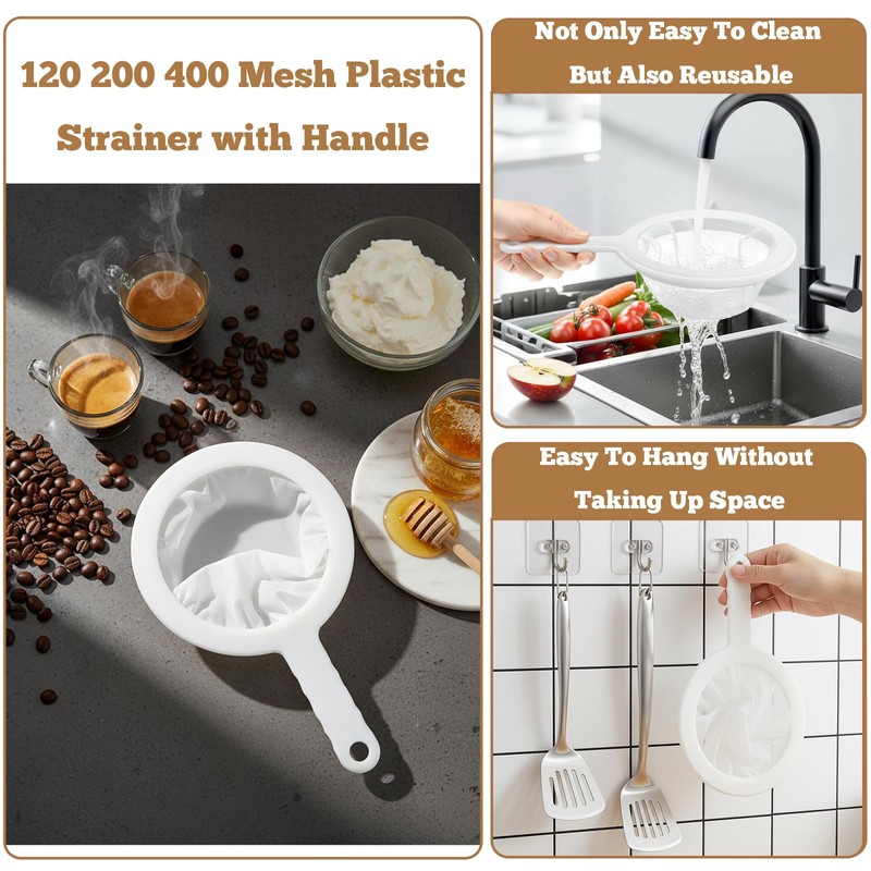 3 Pcs 9.2" X 5.7" Fine Nylon Mesh Strainer, 120