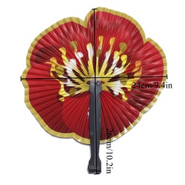 Bestage 20 Pieces Chinese New Year Decorations Paper Fans Red Rose Fan Oriental Handheld Japanese Round Folding Party Fan for Chinese Wedding Party Birthday Festival Favors Decorations