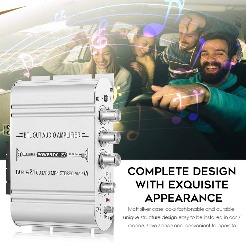 Mini HiFi Stereo 2.1 Channel Audio Amplifier for Home Car