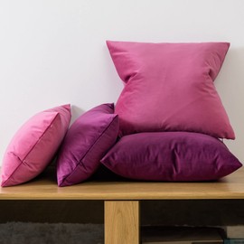 JUSPURBET Rose Red Velvet Throw Pillow Covers 18x18 inch Set of 2 for Living Room Couch Sofa Bedroom Decorative Square Solid Soft Cushion Cases with Invisible Zipper