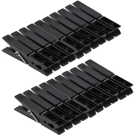 KADAX Clothes Pegs, 20 x Sturdy Plastic Clips, Colourful Sock Clips, Windproof Clips for Indoor and Outdoor Use (Black v2)