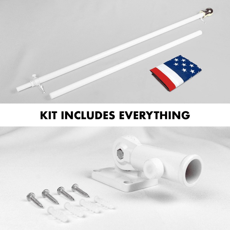 G128 5 Feet Tangle Free Spinning Flagpole (White) American Flag