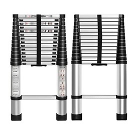 WFLNHB 14.5 FT Telescoping Ladder One Button Retraction Aluminum Extension Ladder Collapsible Ladder Suitable for Outdoor or Indoor