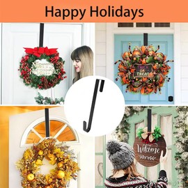 Yiduohua Christmas Wreath Hanger,Wreath Hanger for Front Door,30 cm(11.8 Inches Length) Metal Wreath Hanger, Door Wreath Hook for Christmas Home Office Wall Wedding Wreaths or Decorations (Black)