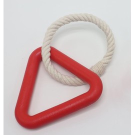 Natural Rubber & Rope Tug Dog Toy, Durable, Anxiety & Stress Relief, Teething, All Breeds & Sizes (Red)