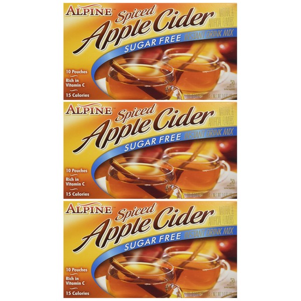 Alpine, Spiced Cider, Sugar Free Apple Flavored Drink Mix, 1.4oz Box (Pack of 3)