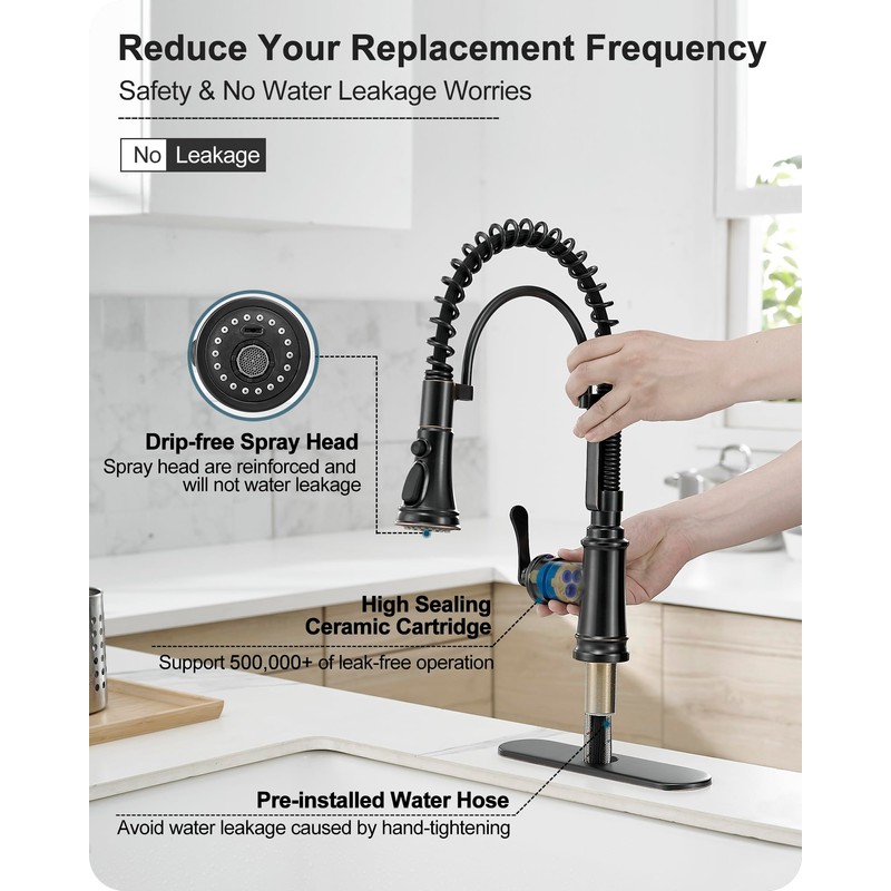 HOIGY 3 Modes Bronze Kitchen Faucet with Pull Down Sprayer,