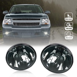 CNNELL Fog Lights w/Bulb Compatible with 2007-2013 Chevy Avalanche, 2007-2014 Chevy Suburban Tahoe, 10-13 Chevy Camaro, 07-14 GMC Yukon, 07-12 GMC Acadia, 08-10 Ford Explorer, Smoky lens