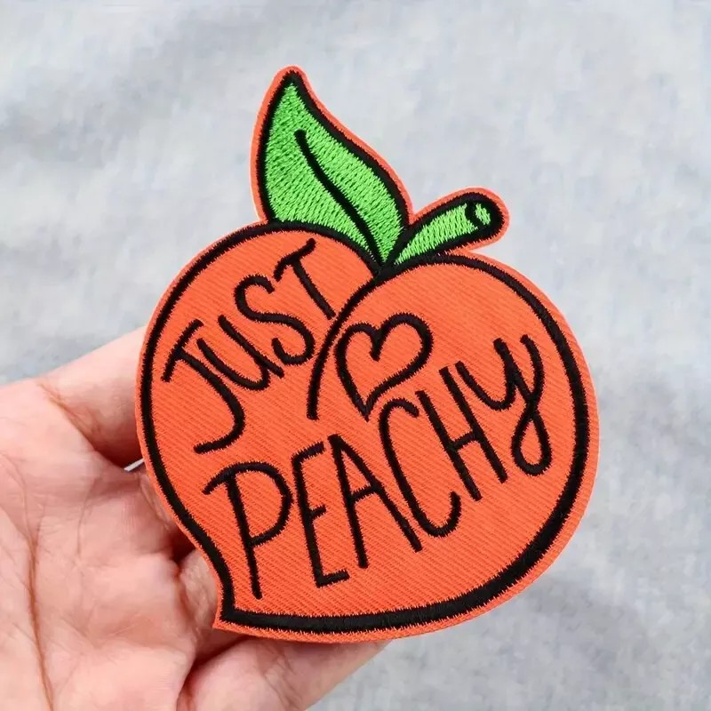 Unbranded Just Peachy Iron-On Patch Embroidered Fruit Applique for DIY