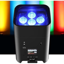 Battery Powered Uplights Rechargeable Par Can 6x18W RGBWA+UV LED Uplight 9600 mAh Remote/APP/DMX512 Control Stage Lights Uplighting Indoor for Wedding DJ Church Christmas Dance