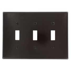 Leviton 80511 3-Gang Toggle Device Switch Wallplate, Midway Size, Brown
