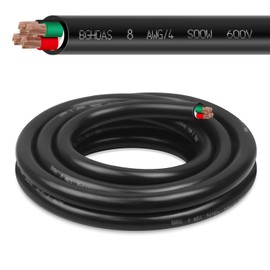6ft 8/4 8 AWG Portable Power Cable (4 Conductor) - SOOW 600V 8 Gauge Electric Wire for Generator, Portable Lights, RV/EV Car Battery Chargers and Machinery - 6 Feet Electrical Cord