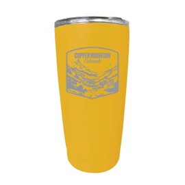 R and R Imports Copper Mountain Colorado Souvenir 16 oz Engraved Stainless Steel Insulated Tumbler Yellow Single Unit