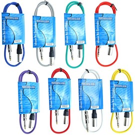 MCSPROAUDIO 8 Pack Snake: 3 Foot ft Feet 3 Pin XLR Male to 1/4" TRS Pro Audio Patch Cable Cord