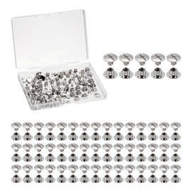 sourcing map 50 Sets Chicago Screws Leather Rivets, M5 3/16-Inch Belt Binding Metal Screw for Leathercraft, Bag, Shoes, Purse, Bookbinding, Silver, M5x4mm