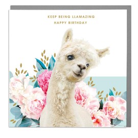 Llama - Keep Being Llamazing Birthday Card with Grey Envelope by Lola Design