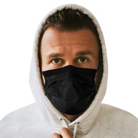 Face Masks ASTM Level 3 for Adults Made in USA 3-Ply Disposable 50pcs with Nosewire Bridge Breathable and Comfortable (Jet Black)