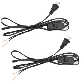 smseace 2-Piece 6 Feet Black Light Cord, Lamp Power Cord with On/Off Switch Button and Plug, There is Only One Plug and Need to Be Wired,Stripped End Can Be Used for Wiring DX-2P