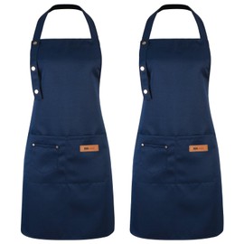 CECOMBINE 2 Pack Kitchen Apron for Women, Adjustable Cooking Unisex Imitation Nylon Waterproof Apron with Pockets, Professional Kitchen Apron for Chef Bakers Home Kitchen Restaurant men women