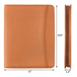 Ringsun PU Leather Portfolio for Men, Leather Padfolio Business Resume Portfolio for A4/Pad, Leather Portfolio Folder Organizer, Brown