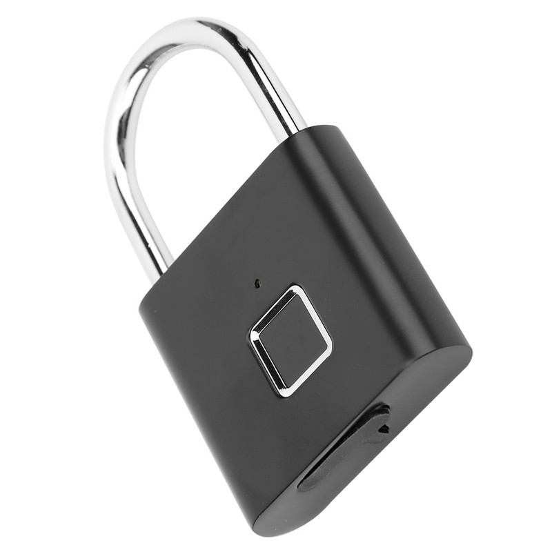 Smart Fingerprint Padlock USB Rechargeable Security LED Lock for Backpack
