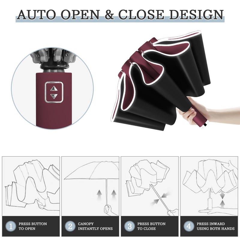 Pioggistar Windproof Umbrella for Men and Women, Inverted Umbrellas 10