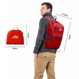 INTIRILIFE Foldable backpack ultralight in Red - 36L unisex hiking backpack waterproof - outdoor daypack for camping, hiking, traveling, climbing, and much more.