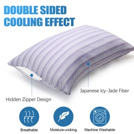 Cooling Pillow Case Covers Only,King Size Set of 2 with Double Sided Cold,Moisture Wicking Pillowcases with Hidden Zipper Japanese Cold Tech Pillow Case Protectors for HotSleepers and NightSweats